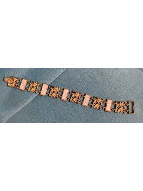 Vintage Premier Designs Bracelet Gold Tone Faux Mother of Pearl Magnetic